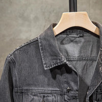 Spring & Autumn Men's Denim Jacket Black Casual Fashion Classic