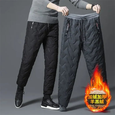 "Winter Lambswool Men's Jogger Pants: Warm, Thicken, and Waterproof"