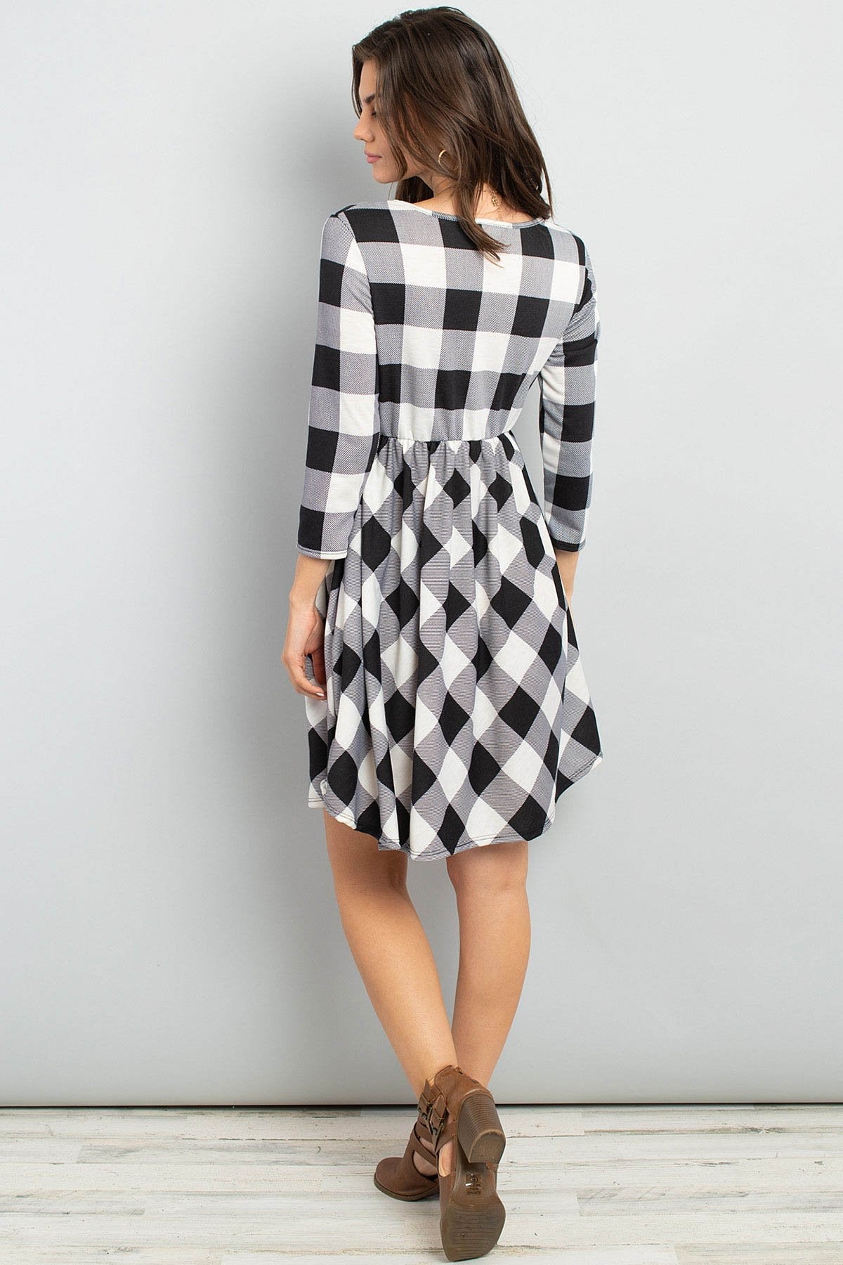 Stylish Plaid Pattern Dress