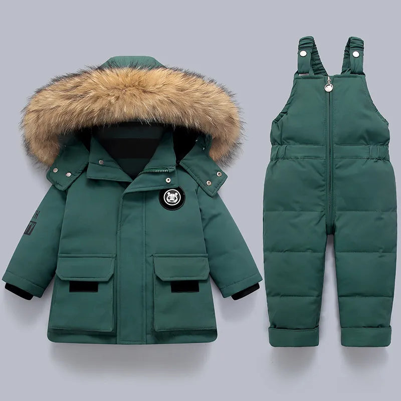 Kids' Winter Warm Down Jacket & Jumpsuit Set (Boys & Girls)