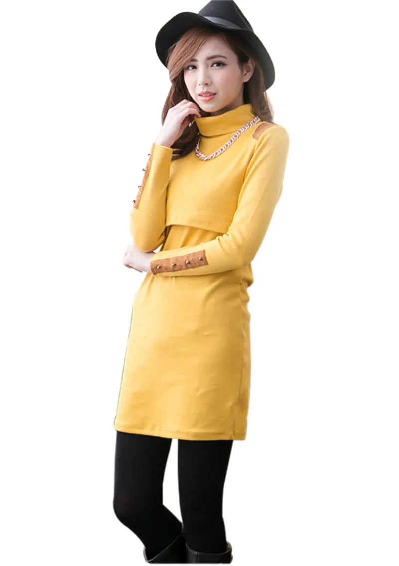 Turtleneck Maternity Nursing Dress: Perfect for Pregnant Moms