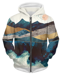 Blue Mountain Reflection 1 UNISEX ZIP HOODIE