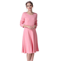 "Comfortable O-Neck Maternity Nursing Dress with Long Sleeves"