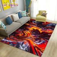 "Vibrant 3D Volcano Area Rug: Perfect Living Room & Kid's Play Mat"