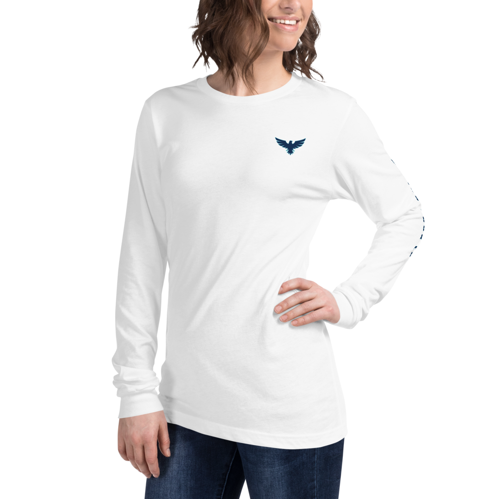 Women's All American Charter Series White W/Navy Crewneck Long Sleeve Shirt