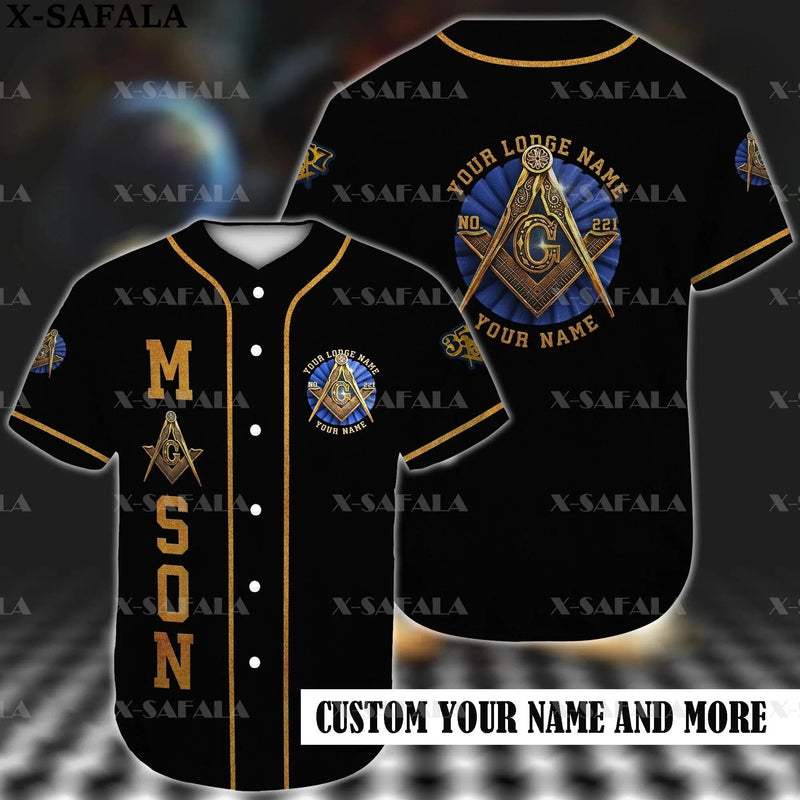 Custom Name Love FREEMASON Baseball Jersey Summer Men's Oversized Tee