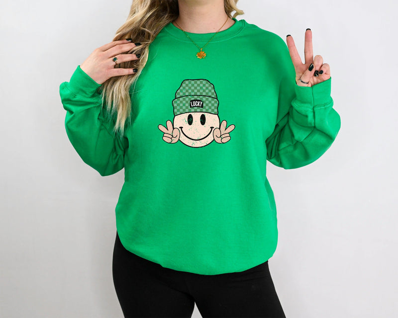 Lucky Smiley Sweatshirt - Spread Positivity and Good Fortune with Style - Stay Cozy All Day Long