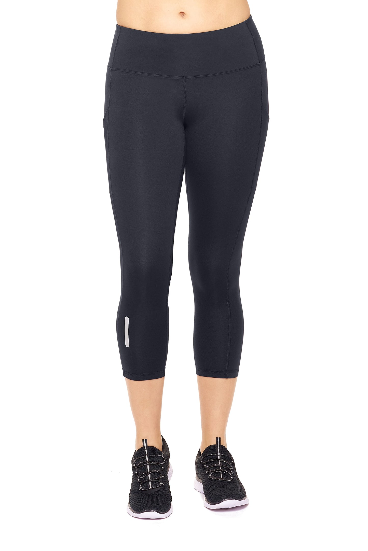 Mid-Rise Pocketed Mesh Panel Capri Leggings