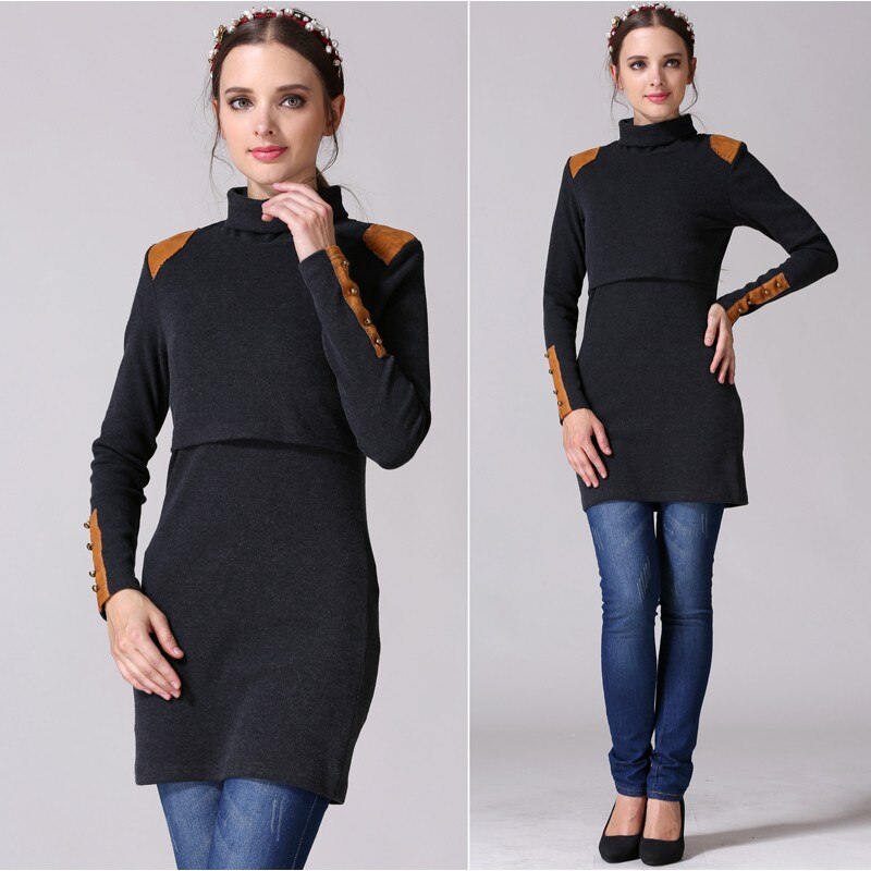 Turtleneck Maternity Nursing Dress: Perfect for Pregnant Moms