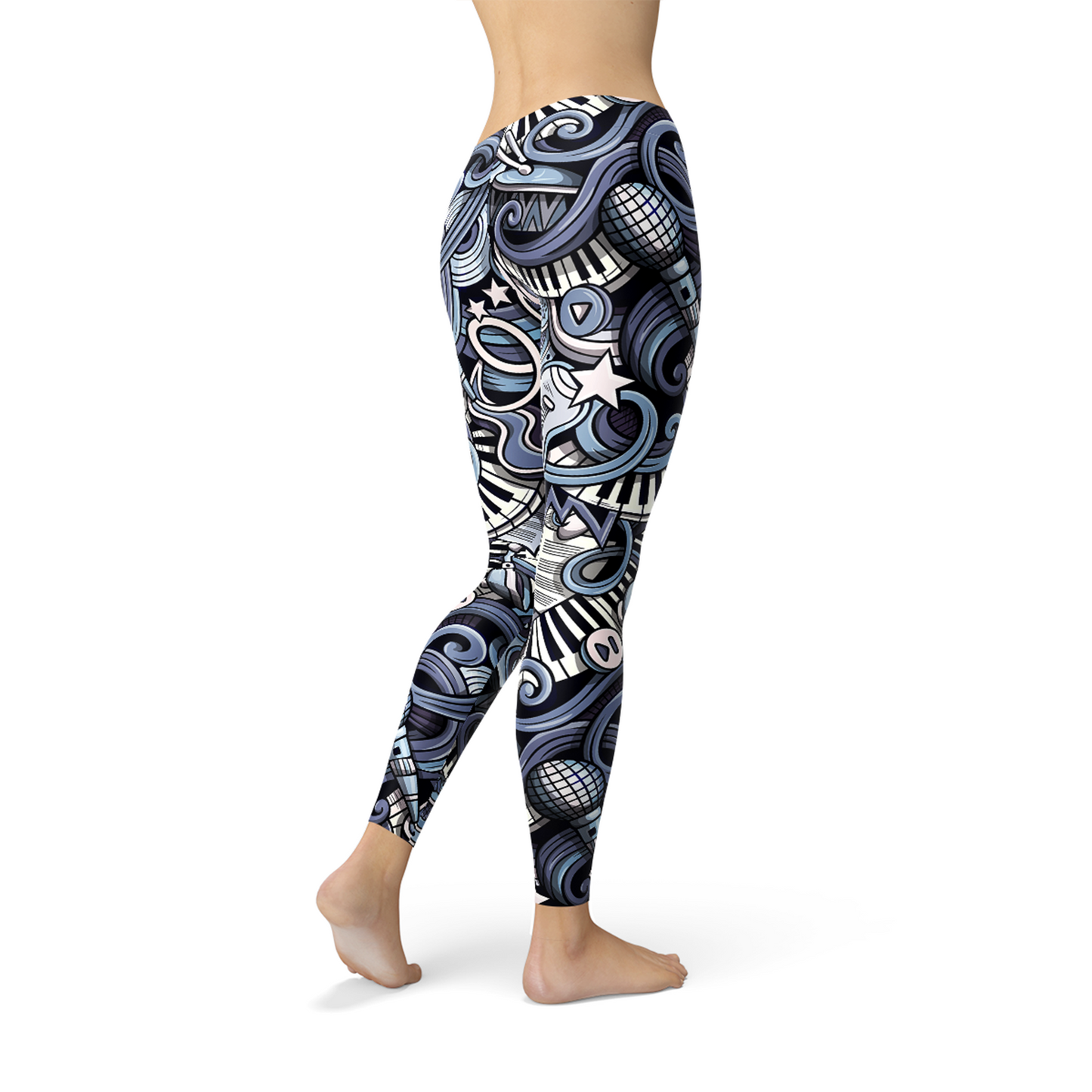 Women's Music Blue Leggings - Move with Confidence and Style