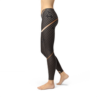 Women's Striped Lines Sports Brown Leggings - Crush Your Fitness Goals with Confidence and Style