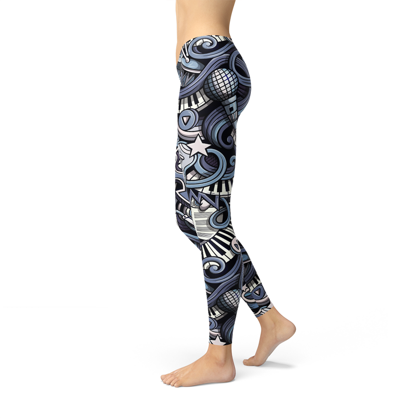 Women's Music Blue Leggings - Move with Confidence and Style