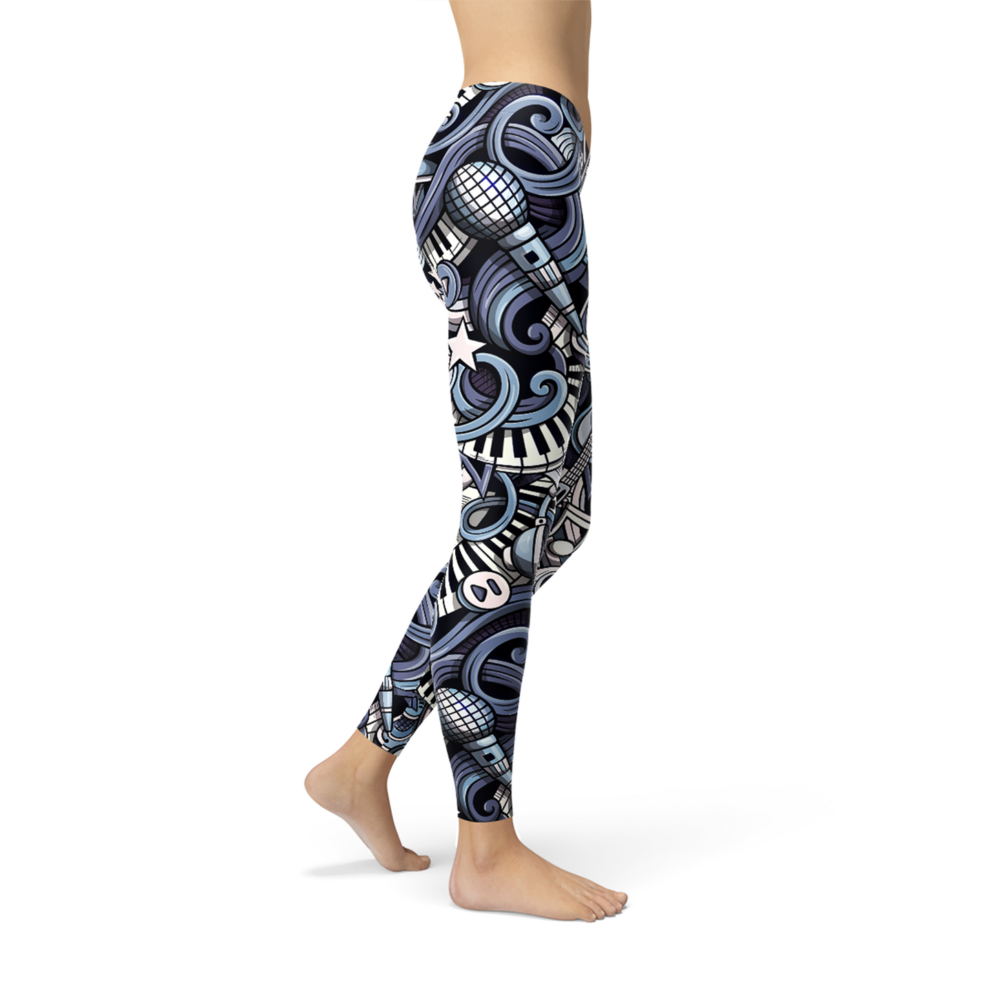 Women's Music Blue Leggings - Move with Confidence and Style