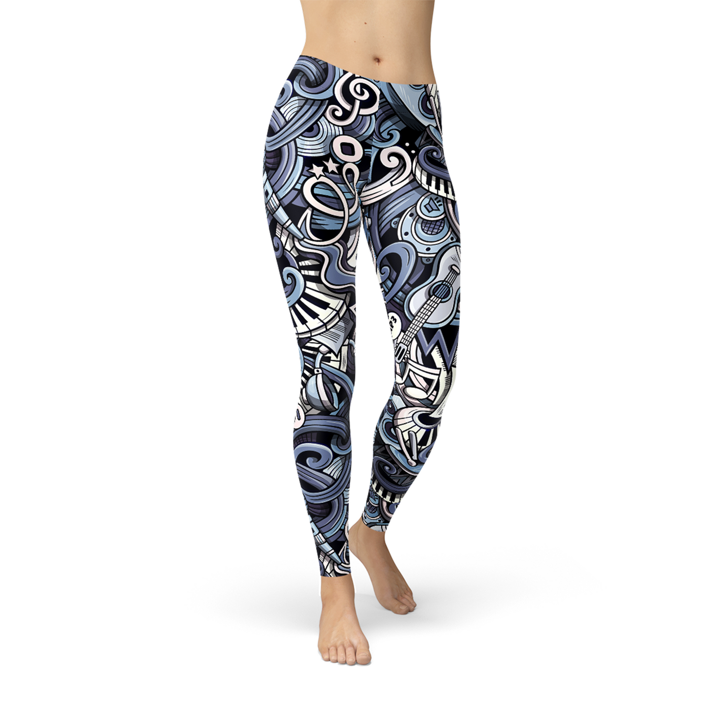 Women's Music Blue Leggings - Move with Confidence and Style