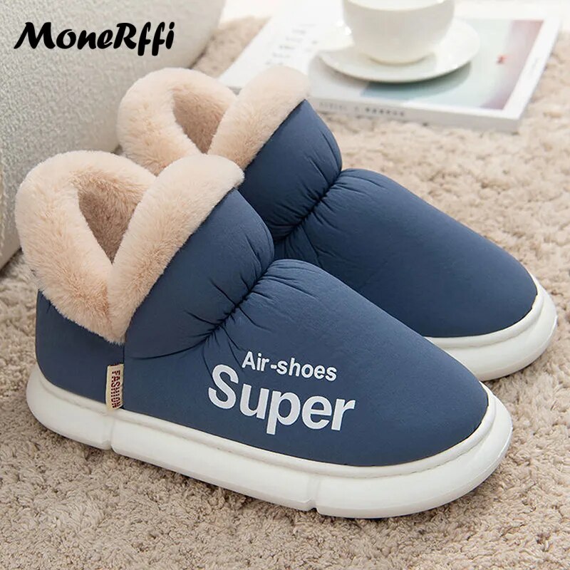 "Warm Waterproof Winter Slippers for Men and Women - Indoor/Outdoor Footwear"