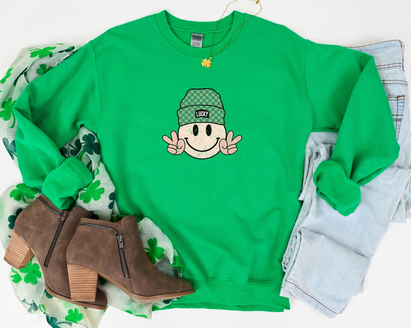 Lucky Smiley Sweatshirt - Spread Positivity and Good Fortune with Style - Stay Cozy All Day Long