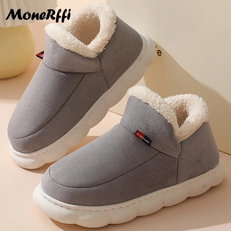 "Warm Waterproof Winter Slippers for Men and Women - Indoor/Outdoor Footwear"