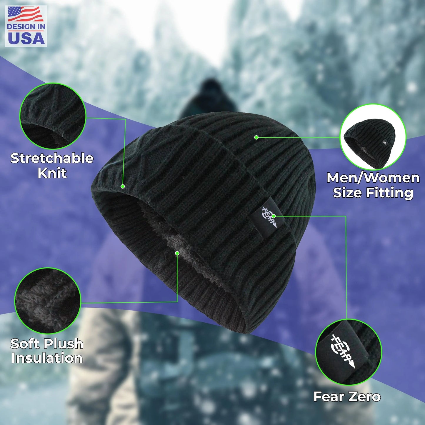 Warmest Watch Cap Black Plush Insulated Tactical Beanie Hat