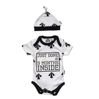 9 Months Inside® Organic Cotton Romper Vest & Hat Set