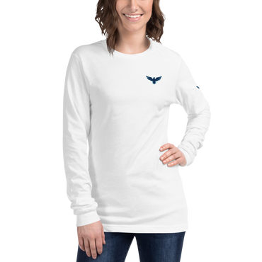 Women's All American Charter Series White W/Navy Crewneck Long Sleeve Shirt