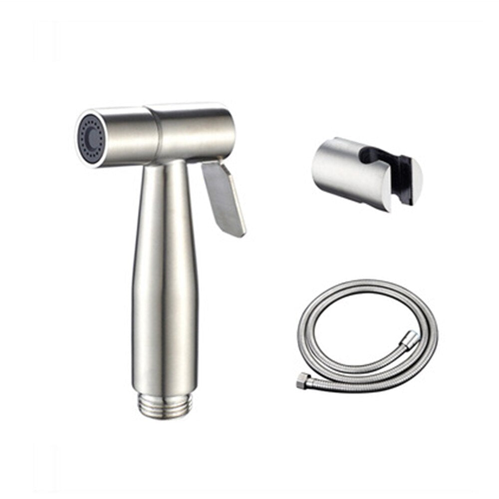 "Stainless Steel Handheld Bidet: Bathroom Hygiene Sprayer Set"