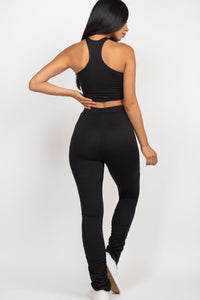 Crop Tank Top & Ruched Pants Set (CAPELLA)