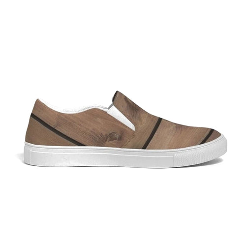 Women's Wood Plank Print Slip-On Canvas Sneakers